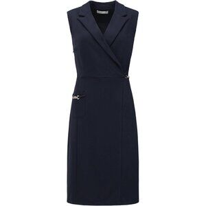Women's Sleeveless Faux Wrap Pencil Dress Notched Lapel Business Formal